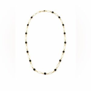 Elegant Gold Plated and Black Onyx Women's Necklace
